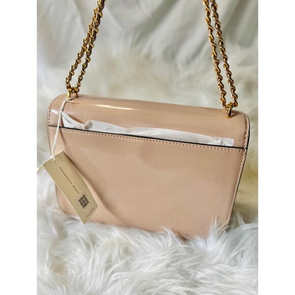 LIMITED SALE $548 Tory Burch Britten Patent Nude Pink Med Shoulder Crossbody Bag - Picture 4 of 8